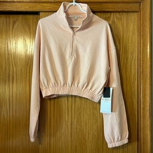 BNWT Celebrity Pink Crop Quarter Zip Sweatshirt Peach Size Large